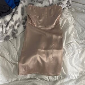 Princess Polly strapless champagne colored dress